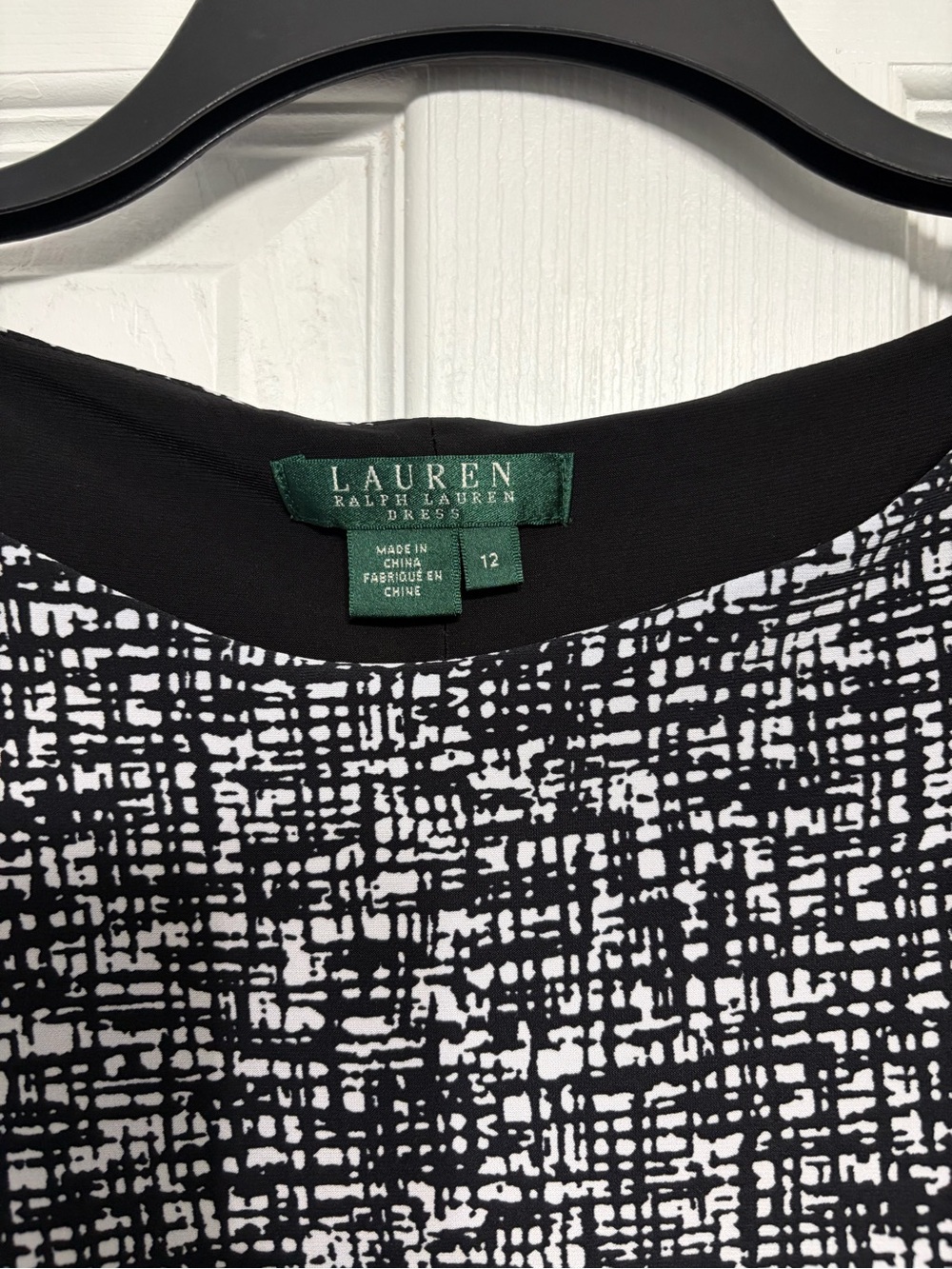 Ralph Lauren Black and White Patterned Long-Sleeve Sheath Dress - Picture 2 of 3